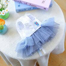 Dog Princess Dress Bow Puppy Girl Tulle Dress Pet Summer Clothes For Wedding Party