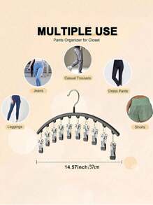 1pc Clothes Hanger, Hanging Rack Space-Saving Curved Hanger For Yoga Pants And Leggings - Closet Organizer With 10 Clips, Pants Socks Hanger For Clothes Shops Valentine's Day, Valentines Wedding, Birthday