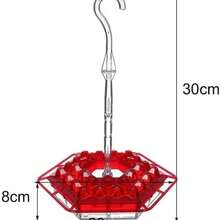 Alimentador de colibríes para exteriores, fácil de limpiar, plástico colgante hexagonal, alimentador de pájaros de jardín - Rojo - Ver 3