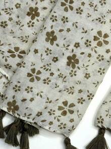 女士波西米亚风印花围巾，时尚真丝披肩，春夏款，防晒，可用作沙滩巾、头巾、披肩等。 - 彩色 - 查看 5