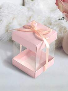 10PCS Square Transparent Gift Boxes With Ribbons, Small Empty Party Gift Boxes, Candy Biscuits, Paper Cups, Cake, Jewelry Boxes, Wedding Gifts, Love Gifts, Birthday Parties Summer Necessity For Women Storage Organizer Gift Travel
