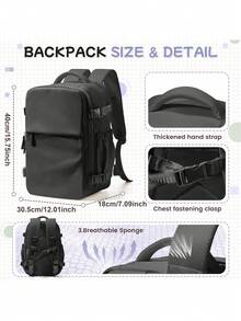 大容量旅行背包，飞机认证防水尼龙徒步背包，便携式户外背包，可装14英寸和15.6英寸笔记本电脑，适合通勤和商务出行，多功能防水背包，适合教师、上班族和学生使用。 - 彩色 - 查看 13