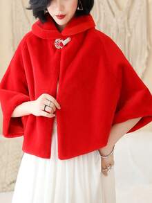 1 时尚百搭仿貂皮新娘披肩，女士冬季简约新款新娘婚礼披肩外套，厚实保暖披肩罩 - A - 查看 5