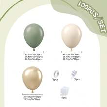 100 个牛油果色、沙白色、香槟金色乳胶气球，适用于生日、婚礼、新娘送礼会、毕业典礼、周年纪念、洗礼、主题派对、家居装饰、摄影、狂欢节、沐浴、母亲节