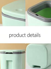 Small Tabletop Trash Can, High-Quality Plastic Waste Bin With Lid For Home, Office, Dorm, Pressing Design, Mini Size - Multicolor - View 3