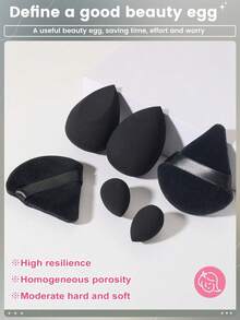 6个装三角形化妆海绵套装，化妆海绵，粉扑，散粉扑，粉扑，柔软蓬松化妆海绵，指套粉扑，化妆工具，定妆海绵，美容及个人护理用品，粉扑，洁面工具，化妆工具，旅行收纳，适用于化妆品，眼影盘，面部及身体，家居浴室装饰，夏季，化妆，便宜，房间装饰，梳妆台，旅行，卧室，化妆配件，粉扑，美妆蛋，粉扑，化妆海绵，便宜，圣诞礼物，化妆品，化妆工具，便宜货，礼物，女士礼物，圣诞礼物 - 黑色 - 查看 2