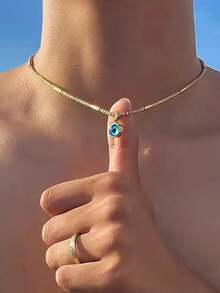 Collana con occhio di demone, collana con occhio d'angelo, collana dorata/argento, collana con occhio d'angelo con diamanti, catena a torsione, catena a forma di osso di serpente, catena a tubo quadrato, catena da maglione, vintage personalizzato, design, pendente rotondo, adatto per la vita quotidiana degli uomini, regali per gli uomini, regalo di compleanno, regalo per l'anniversario, stile punk, collana per matrimoni, celebrazioni e feste, casual, outfit da ufficio, accessori