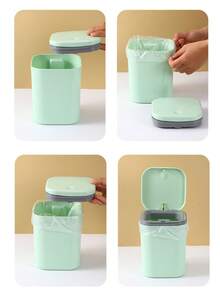 Small Tabletop Trash Can, High-Quality Plastic Waste Bin With Lid For Home, Office, Dorm, Pressing Design, Mini Size - Multicolor - View 4