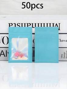 100/10 件可重复密封袋、透明窗口食品储存袋、糖果袋、软糖袋、铝箔袋、派对礼品包装袋，全息可重复密封袋拉链食品储存铝箔聚酯薄膜气味袋塑料扁平包装袋，适用于派对礼品食品糖果珠宝唇彩，有多种尺寸和颜色可供选择 - 開窗鐳射袋 - 查看 18