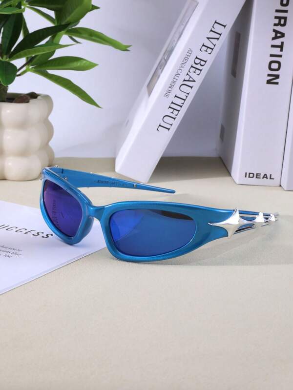 1pc Cyberpunk Futuristic High-Tech Riding Glasses, Fashion Versatile For Daily Wear, Cycling, Vacation, Party