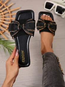 2025 New Beach Slip-On Sandals, Women's Stylish Bowknot Strap Flat Sandals, Non-Slip For Summer