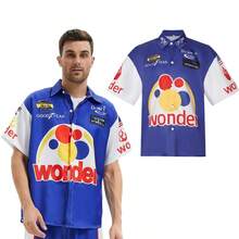 In Stock Ricky Bobby Short Sleeve Costume, Movie-Themed Attire - Blue - View 1