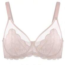 HSIA Mermaid Scales Lace Unlined Full Coverage Plus Size Underwire Bra - Pink - View 8
