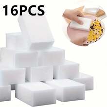 8/16/32 pièces Éponges magiques efface-taches - Éponges de nettoyage polyvalentes pour la cuisine, la salle de bain, les sols et les murs - Blanc - Voir 11