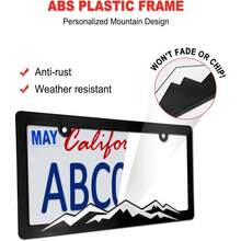 2 Peças Moldura de Placa de Licença com Relevo 3D de Montanha Nevada, Inclui Conjunto de Parafusos, Adequado para EUA/México/Canadá, Decoração de Carro, Acessórios Automotivos, Viagem de Carro, Peças de Carro Estilo Oeste, Acessórios de Carro Pretos, Peças de SUV, Peças de Caminhão, Suprimentos Automotivos - Montanha nevada - Visão 8