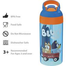 Plástico duradero con pajita y asa de transporte incorporada, a prueba de fugas, apto para viajes, juego de 2 - Azul - Ver 4