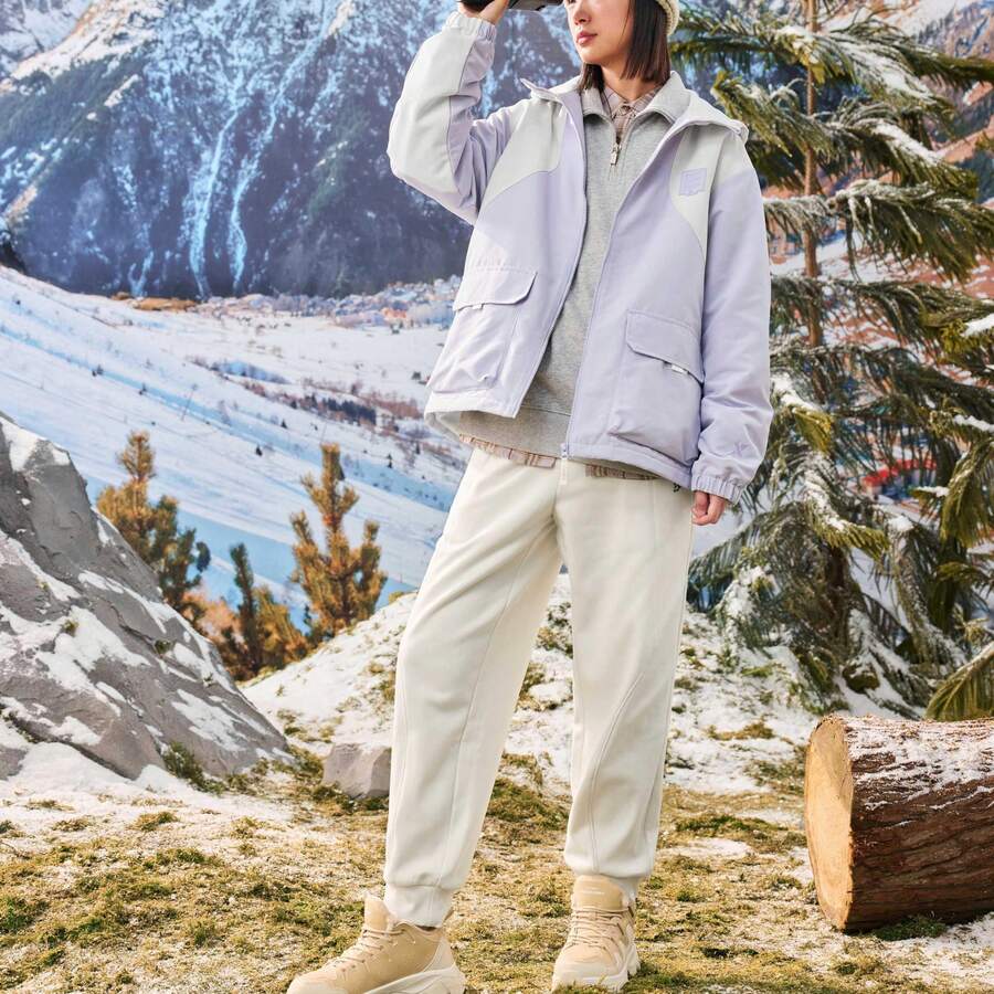 XTEP Pantalones deportivos de pareja ajustados a las piernas, de terciopelo, de primavera y otoño, de punto casual, 876427630125