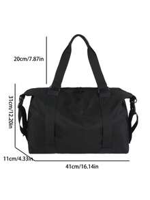 The New Fashion Classic Joker Solid Color Nylon Waterproof Fabric With Large Capacity And Double Handle Letter Pattern Decoration Design Is Suitable For Traveling And Fitness. Graduation - Black - View 3