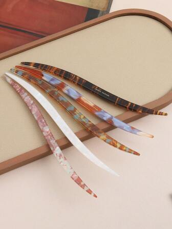 Vintage Marble Texture Cellulose Acetate Hair Sticks, Leopard Print Hair Clips, Retro Tortoiseshell Hair Chopsticks, Suitable For Women And Girls (Vintage Style) Hair Bun Hair Pin Hair Bun Maker Bun Hair Piece Hair Styling Pins, School Stuff