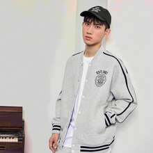 XTEP 男女连帽外套秋季新款情侣棒球服美式复古立领夹克上衣876327060104 - 淺花灰 - 查看 9