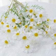 1pc/2pcs/6pcs/12pcs Chamomile Artificial Flowers, European Style Desktop Small Daisy Fake Flowers Home Decor, Small Wild Chrysanthemum, Suitable For Spring/Summer Desktop Decoration, Autumn Decor - White - View 9