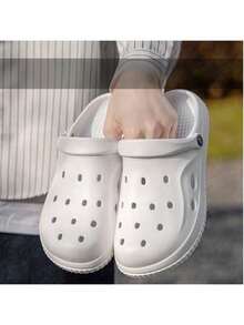 Men's Summer 2025 New Hollow Out Slides, Soft Sole Closed Toe Slippers, Fashionable Casual Beach Couple Sandals - White - View 2