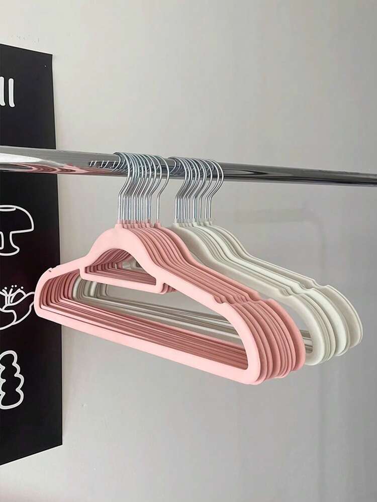 20PCS/10pcs/5pcs New High-End Flocking Hangers, Home Bedroom Cabinet Hangers, Anti Slip Velvet Hangers, Student Dormitory Hangers, Bathroom Hangers, Outdoor Yard Balcony Drying Clothes, Hats, Clothing Accessories Universal Hangers, Wardrobe Coat Hangers, Support Brackets - Multicolor - View 11