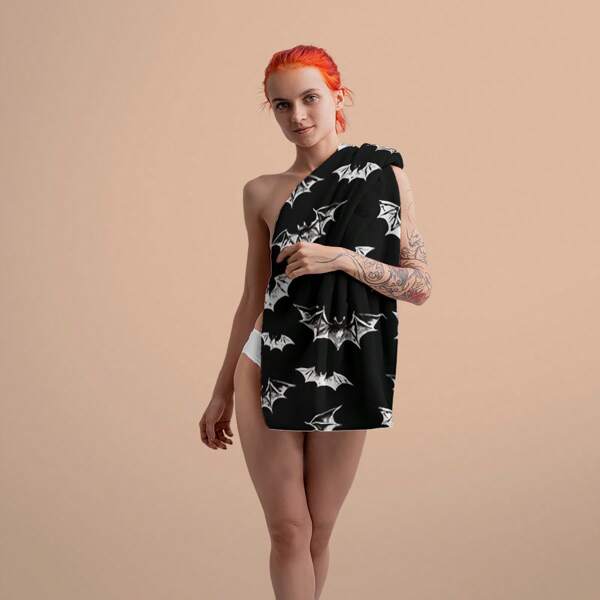 1 Stück Strandtuch mit Fledermaus-Motiv: leicht, schnelltrocknend, saugfähig, geeignet für Strand, Yoga, Fitness und Badezimmer, Sommerurlaub, Badezimmer Dekor Strandutensilien