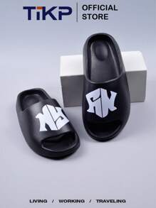 Chanclas casuales para hombres de EVA, diapositivas cómodas y duraderas con estampado de moda, aptas para interiores/exteriores, playas, duchas - Patrón geométrico