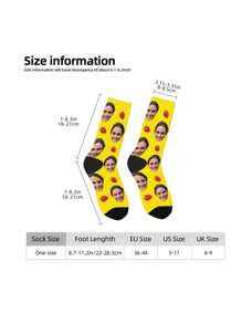 1 Pair Customized Face Pattern Mid-Calf Socks, Gift Socks For Friends, Holiday Socks
