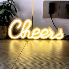 1pc Neon Light Cheers Sign, USB Or Battery Powered Cheers LED Sign For Home, Wedding, Dining, Birthday Party, Bar Decoration, Soltary Party, Beer Party, Valentine's Day, Mother's Day, Christmas Gift And Party Decor - White - View 6