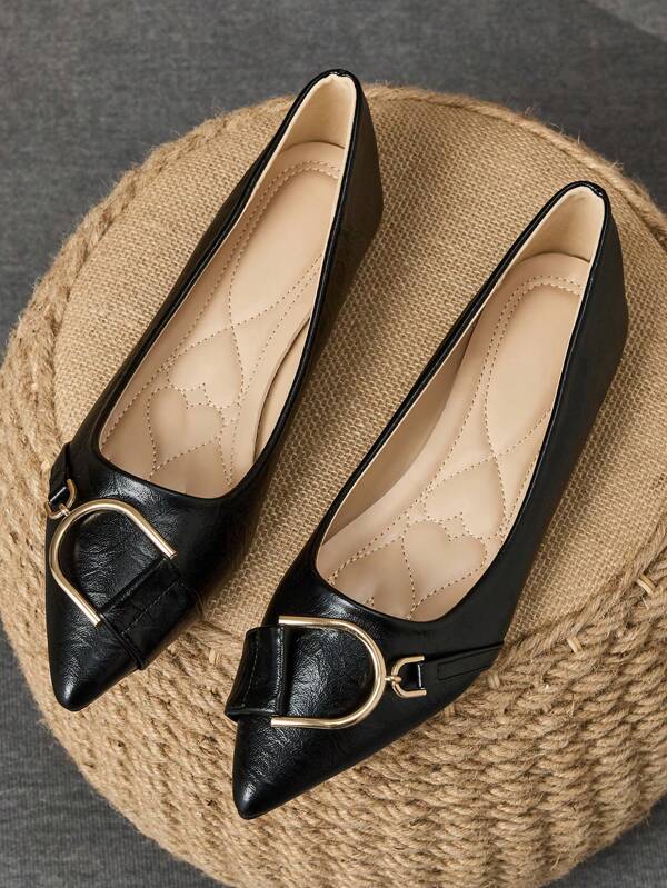 1 Pair Women's Pointed Toe Soft Leather Slip-On Flats, Versatile Casual Office Work Shoes, Comfortable Driving Loafers, Light Flat Bottom Shoes, Elegant Lady Style
