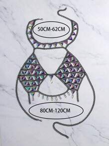 Último collar de cadena para el pecho hecho a mano con cristales de acrílico, joyería de cadena para el Body de moda para mujer