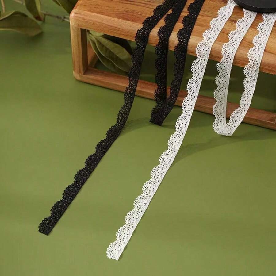 10pcs 1yard White Lace Edging Trim, Scalloped Lace Trim For Sewing, Crafts, Dresses, Gift Wrapping, Weddings, Home Decor