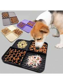 1 pièce Tapis à lèche en silicone pour animaux de compagnie, avec ventouse, tapis d'alimentation polyvalent pour animaux de compagnie, bol d'alimentation lente pour animaux de compagnie pour soulager l'anxiété et l'ennui, plateau d'alimentation