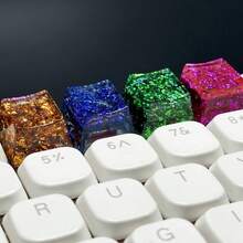 2pcs Creative ABS Resin Translucent Gold Foil Keycaps, Fits Mechanical Keyboards Decoration, OEM R4 Height, Best Gift For Computer Enthusiasts - Multicolor - View 7