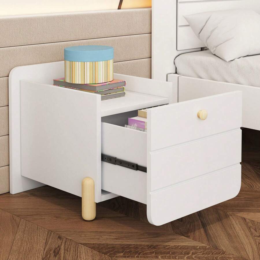 Bedside Table, 1 Drawer, Open Shelf, Elegant And Practical, For Every Bedroom
