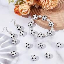 ​12/36pcs Soccer Silicone Beads Kit | 15mm DIY Jewelry Making Supplies For Keychain, ID Lanyard | Unisex Craft Gifts & Education Projects​