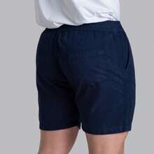 Men's Twill Shorts Simple Casual Fabric Pocket Drawstring Bermuda Shorts - Navy Blue - View 3