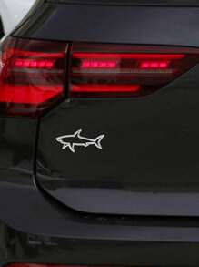 1pc Car Shape 3D Metal Sticker, Simple And Practical Multifunctional Shark Badge Sticker, Car/Motorcycle/Gas Cap Decoration Emblem, Suitable For All Vehicle Exterior