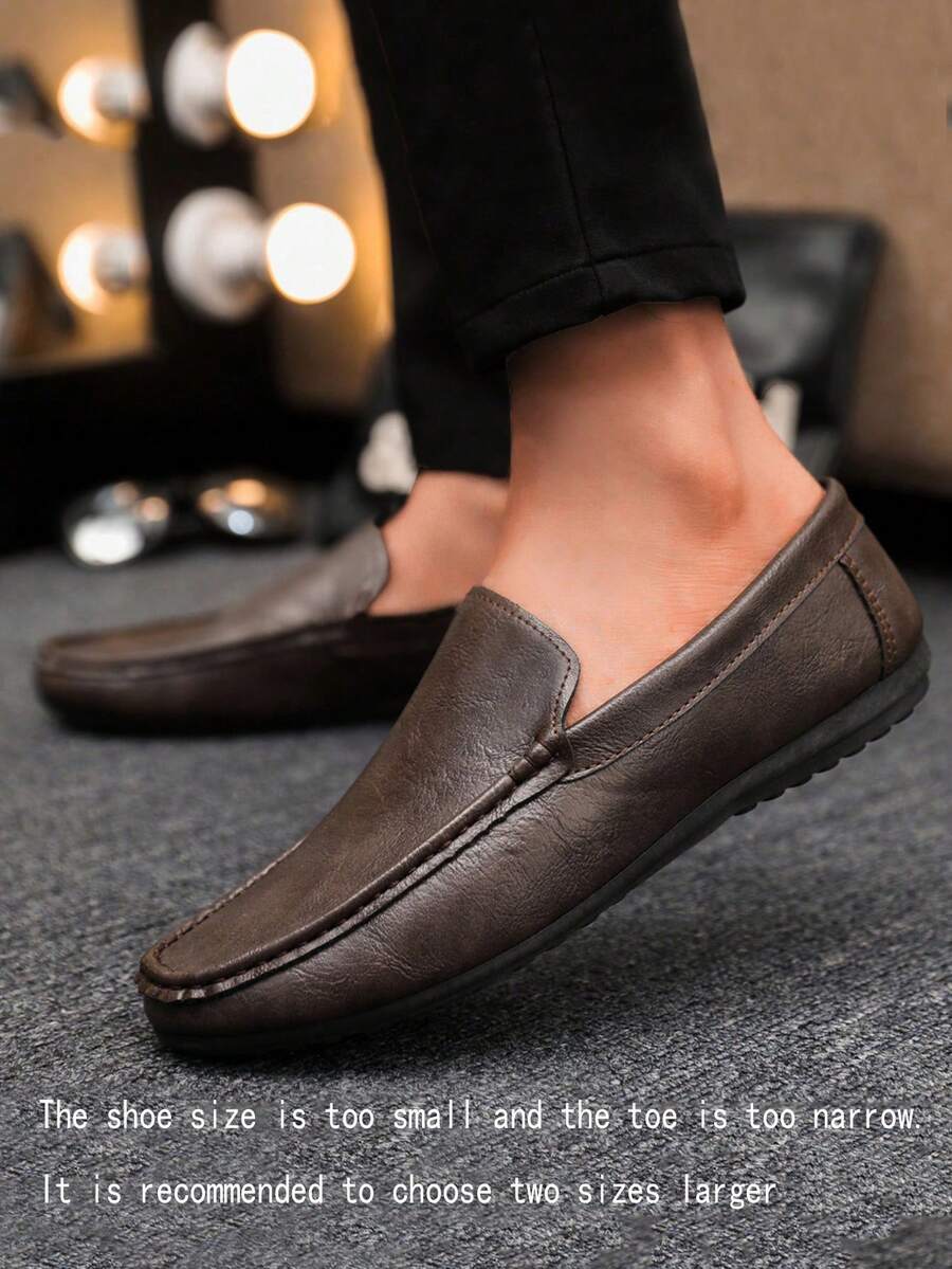Men's Loafers Casual Shoes Versatile New Penny Loafers Slip-On Boat Shoes Slouchy Shoes Leather Flat Boat Shoes Men's Dress Shoes (Run Small And Narrow, Suggest Ordering One Size Up) - Brown - View 1