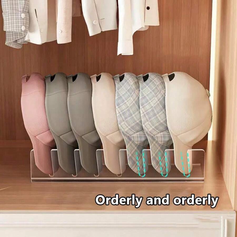 1pc Acrylic Baseball Cap Holder - No Installation Required, Stylish Storage Rack, Can Hold Up To 7 Caps, Ideal For Bedroom, Closet, Vanity, Office, Perfect For Gender Reveal Party, Birthday, Wedding And Holiday Celebration, Also A Thoughtful Gift For Friends And Colleagues, Essential For Back To School, This Practical And Fashionable Display Rack Can Elevate Your Space Style
