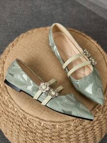 1 paio di scarpe da donna con punta affusolata e suola piatta, in morbida pelle per ufficio e lavoro, versatili mocassini casual slip-on, comode ballerine con tacco basso e tomaia bassa, adatte per il pendolarismo
