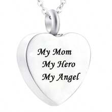 Heart Cremation Jewelry Urn Necklace For Ashes Stainless Steel Memorial Pendant -My Dad My Hero My Angel For Grandpa Grandma Dad Mom Uncle Aunt Brother Sister Daughter Son