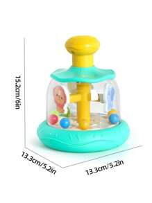 1 pieza Juguete de carrusel de animales de madera con sistema de pulsación y giro para bebés, diseño colorido para atraer al bebé, juguete educativo temprano interesante, adecuado para niños, niñas, Pascua, cumpleaños, regalo de Navidad