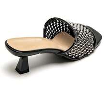 Summer Elegant Crystal Decorated High Heel Sandals - Black 2295 - View 4
