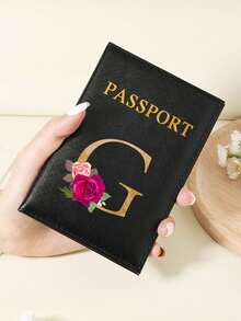 1 件 A-Z 26 个字母时尚字母印花时尚勃艮第护照夹，高品质 PU 皮革护照钱包，带卡槽，可存放信用卡、登机牌和身份证，紧凑型旅行必需品整理器，适合女性、男性和学生 - 酒紅色 - 查看 71