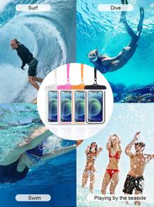 4 Stück/1 Stück IPX8 wasserdichte nachtleuchtende wasserdichte Handytasche, PVC berührungsempfindliches Gehäuse, Strandtasche zum Schwimmen und Tauchen, klare Sicht, auslaufsicheres Design, kompatibel mit iPhone 16 15 14 13 12 E Pro Max Galaxy S24 S23 S22 und alle Smartphone Modelle, ideal für Outdoor-Reisen, Strände und Wasserparks
