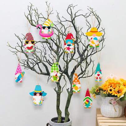 Summer Wooden Pendant Party Decoration 30pcs Summer Theme Fairy/36pcs Summer Elements/4pcs Summer Bees Garden Hanging Decoration Summer Element Hanging Party Favors