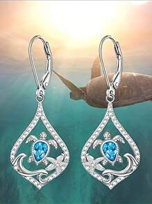 1 Pair Stylish Silver Egg Shaped Turtle Starfish Shell Silver Women's Earrings Ladies Summer Jewelry Beach Essentials Vacation Jewelry